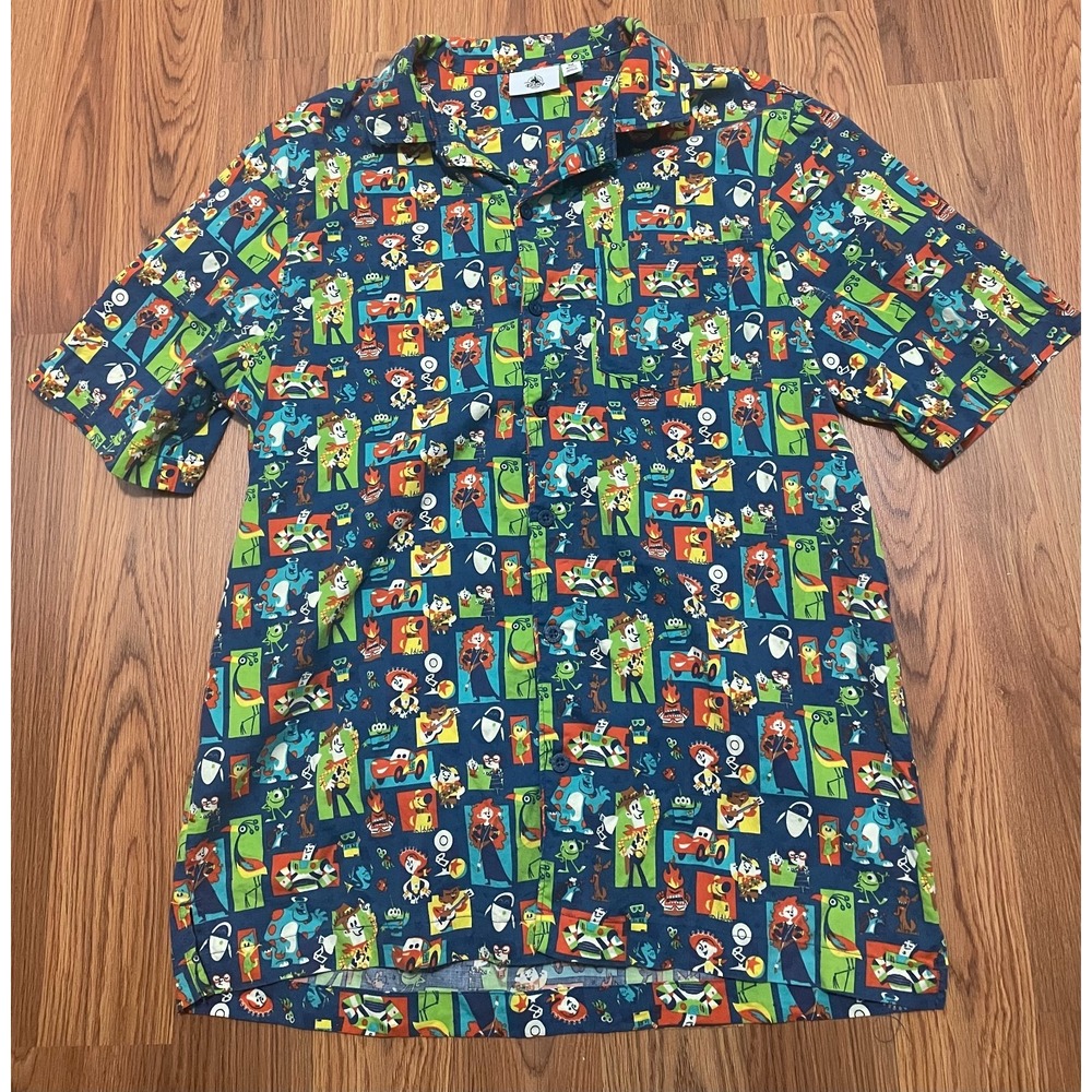 Disney Parks Toy Story Monsters Inc Shirt Mens Medium Pixar All Over Print